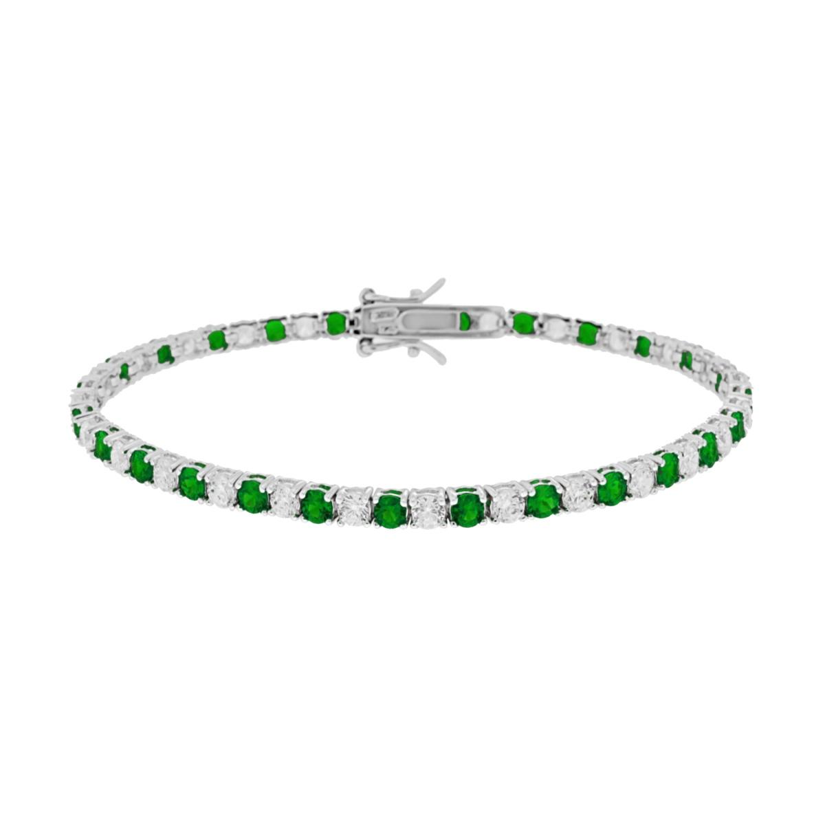 Bracciale Tennis Griffe Cm Con Zirconi Mm Bianchi E Verde Smeraldo