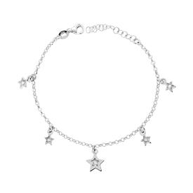 Bracciale Catena Rolo Diamantata Con Stelle Con Zirconi Bianchi