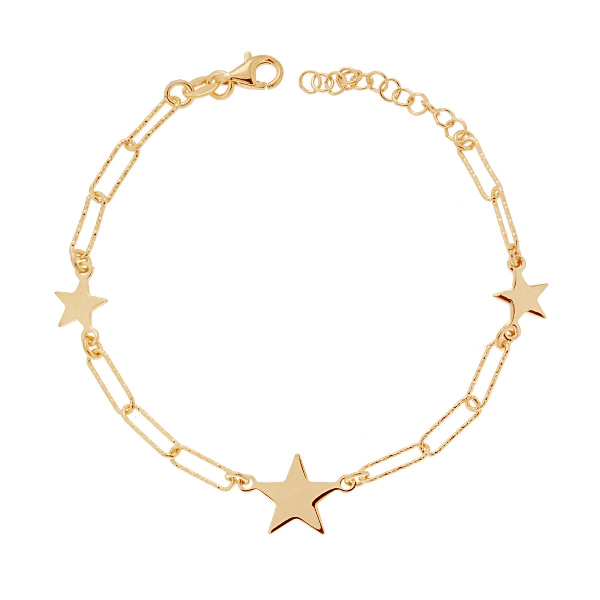 Bracciale Catena Forzatina Allungata Diamantata Con Stelle Plain In