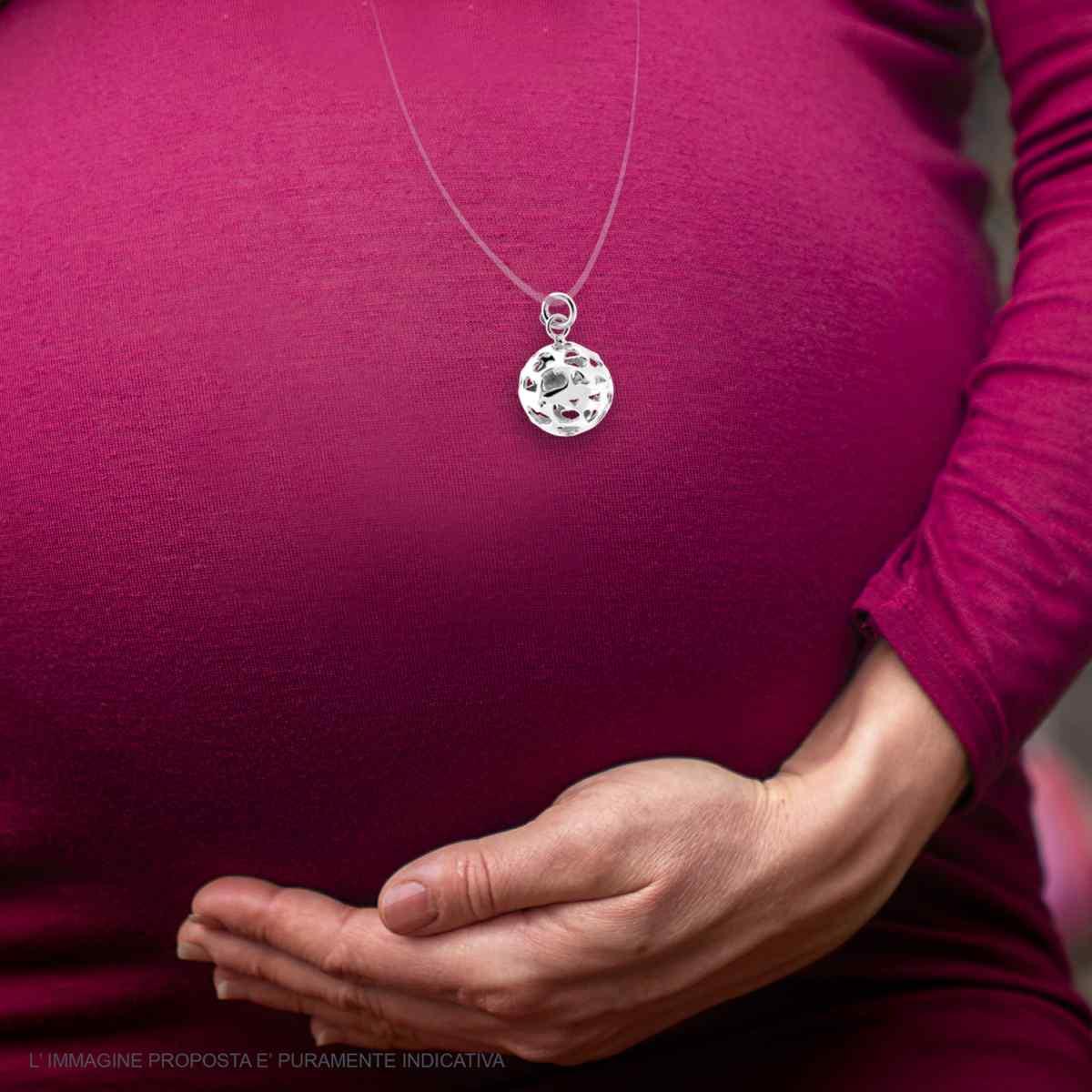 Ciondolo Chiama Angeli mm 20 con Cuori traforati in ARGENTO 925 Galvanica Rodio