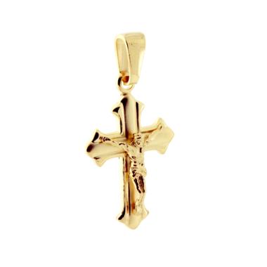 Ciondolo Croce Latina con Cristo in ARGENTO 925 Galvanica Oro
