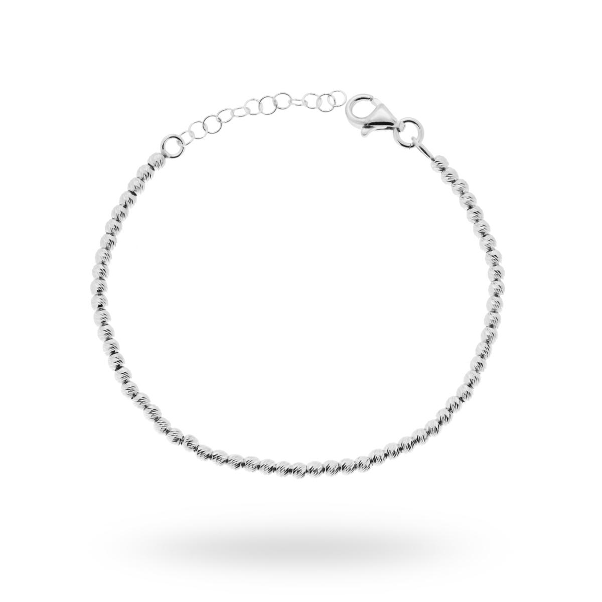 Bracciale Catena Con Palline Diamantate Mm 2 5 In Argento 925 Rodiato