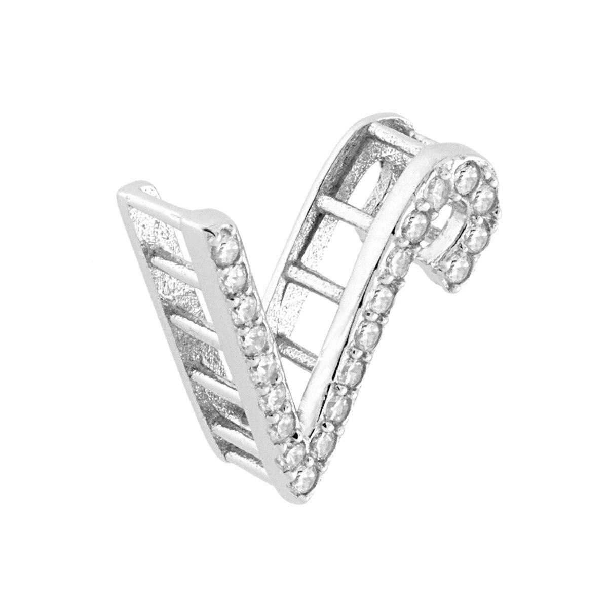 Ciondolo Lettera nome Iniziale Tridimensionale con Zirconi Bianchi in ARGENTO 925 Galvanica Rodio