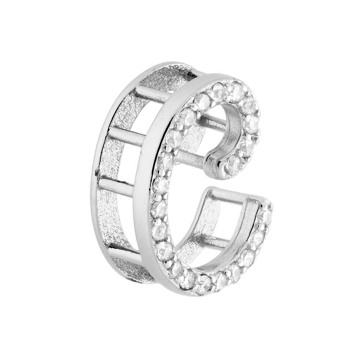 Ciondolo Lettera nome Iniziale Tridimensionale con Zirconi Bianchi in ARGENTO 925 Galvanica Rodio