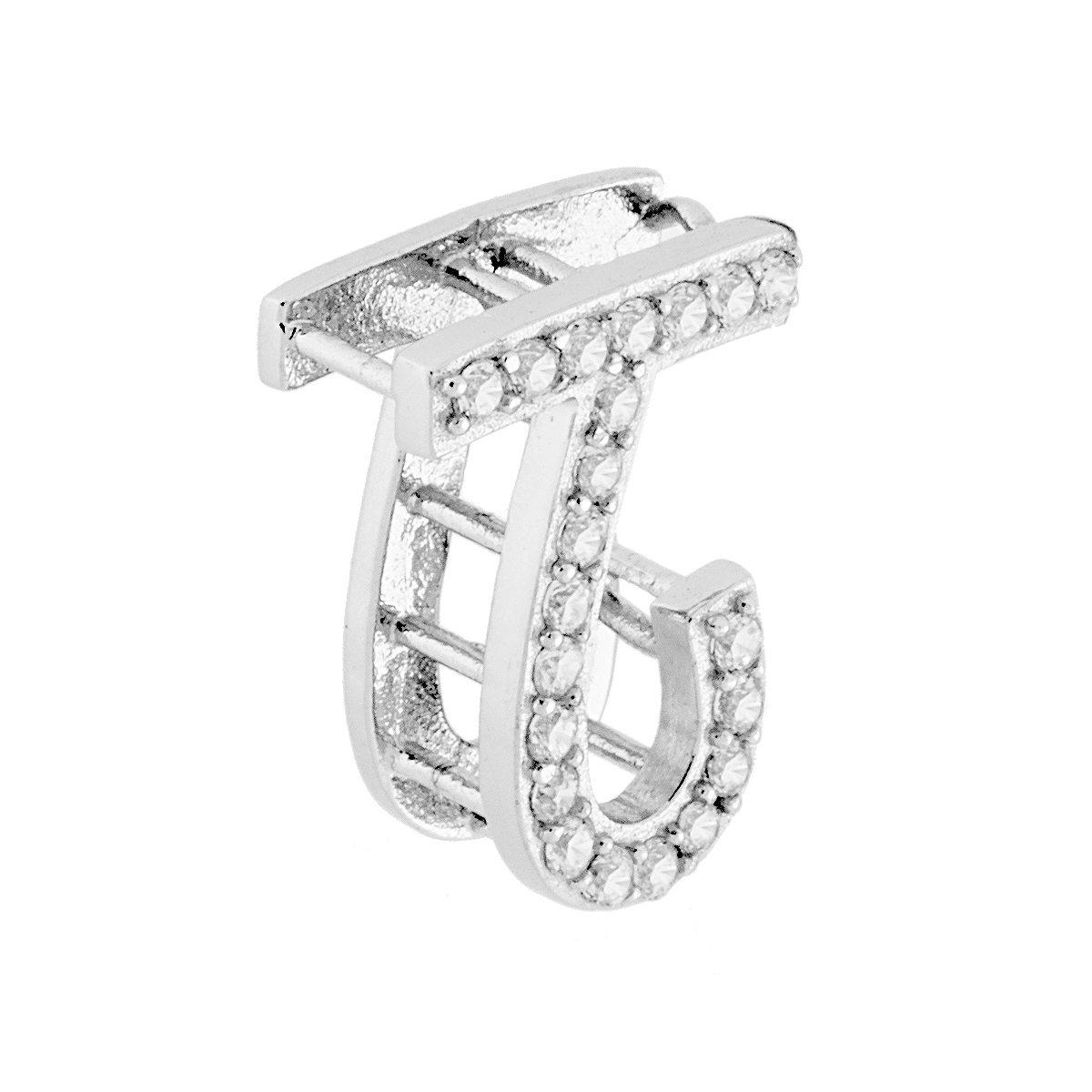 Ciondolo Lettera nome Iniziale Tridimensionale con Zirconi Bianchi in ARGENTO 925 Galvanica Rodio