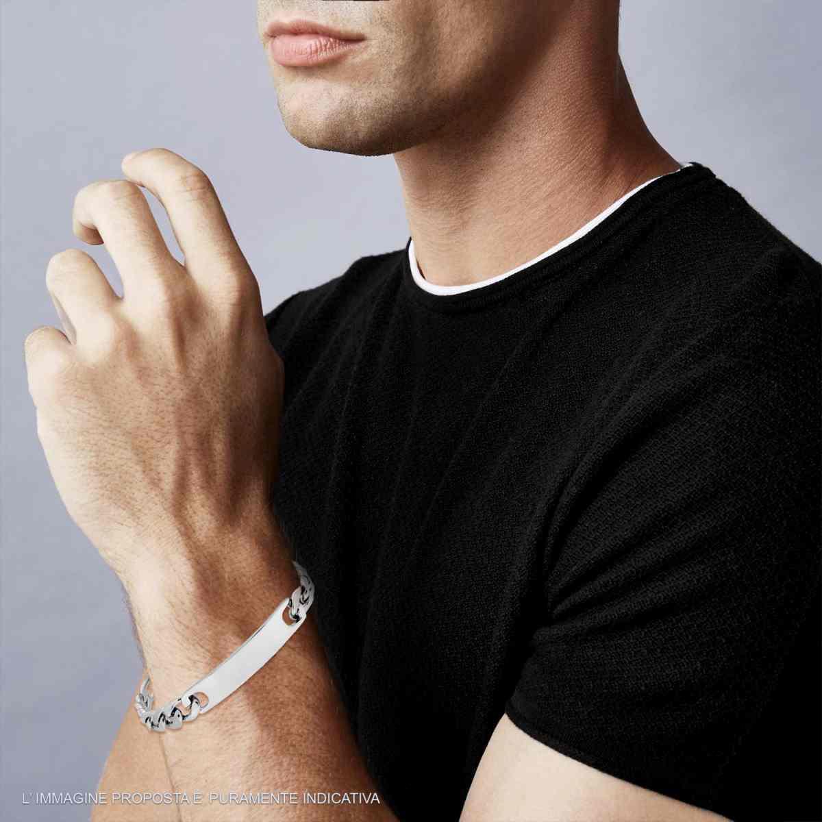 Bracciale Uomo Catena Figaro con Targa in ACCIAIO