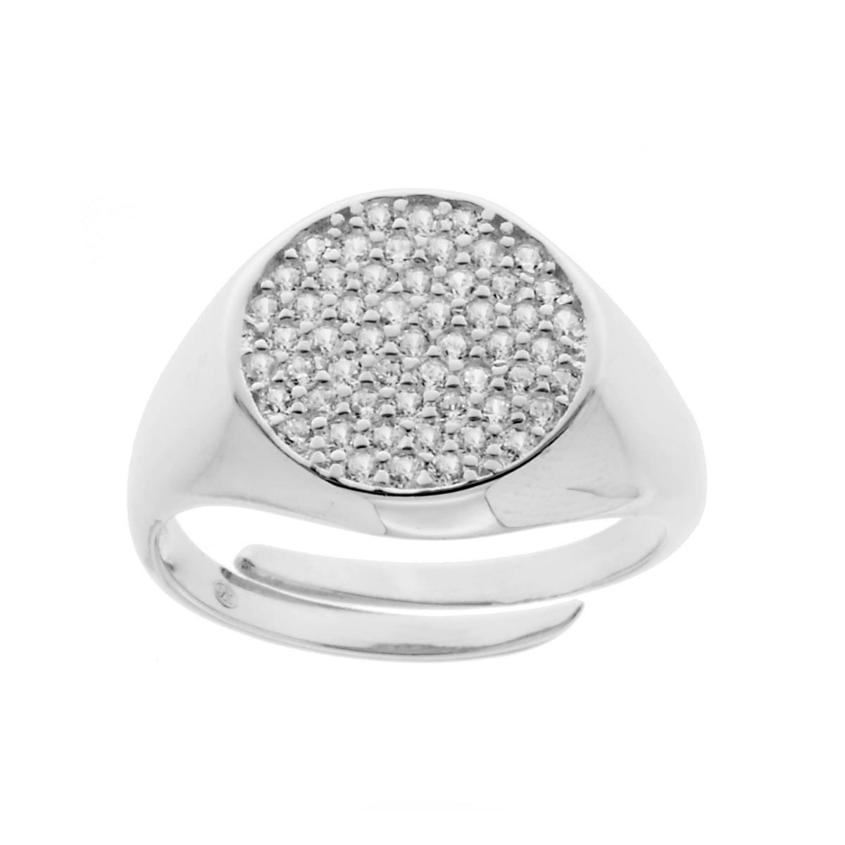 Anello Chevalier da donna con zirconi in argento rotondo silver