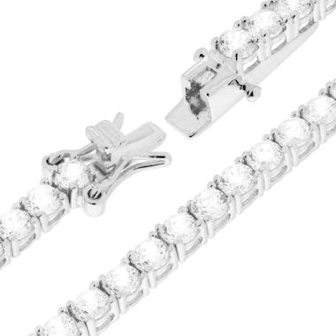 Bracciale Tennis Griffe cm 18 con Zirconi mm 3 Bianchi in ARGENTO 925 Galvanica Rodio