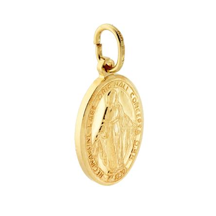Ciondolo Medaglia Ovale mm 22 Madonna Miracolosa in ARGENTO 925 Galvanica Oro