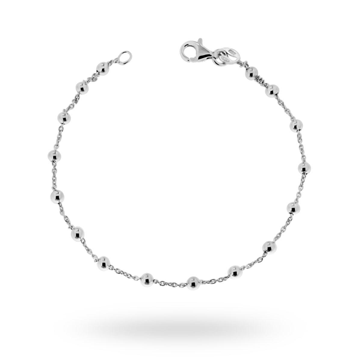 Bracciale Catena Forzatina alternata con Palline mm 3 in ARGENTO 925 Rodiato