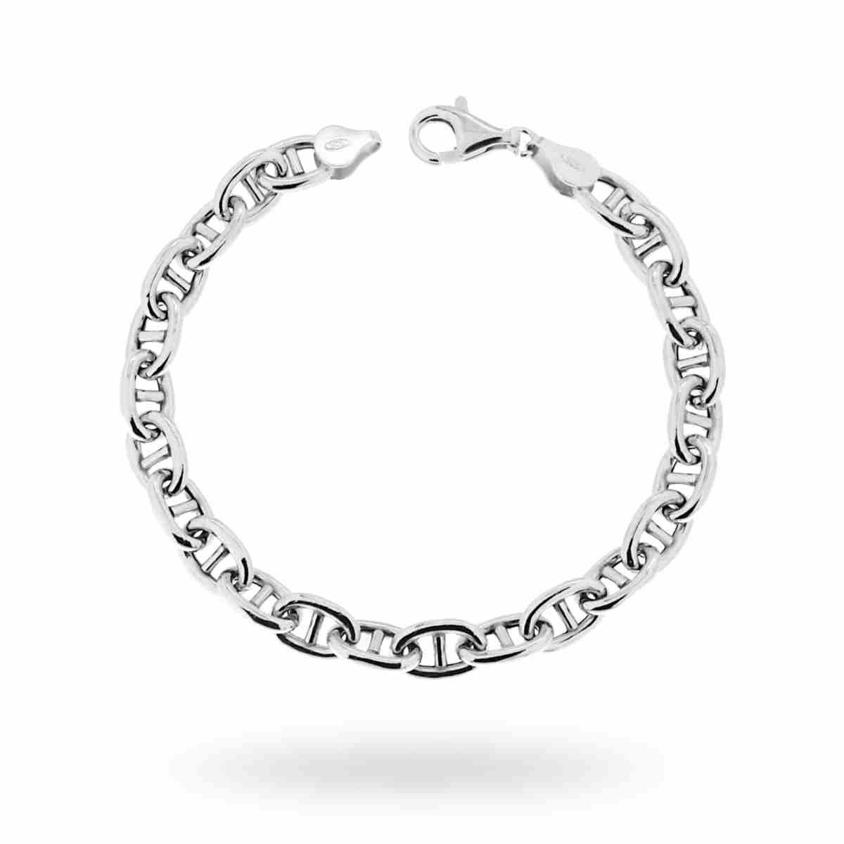 Bracciale Catena Traversino mm 7.2 in ARGENTO 925 Galvanica Rodio