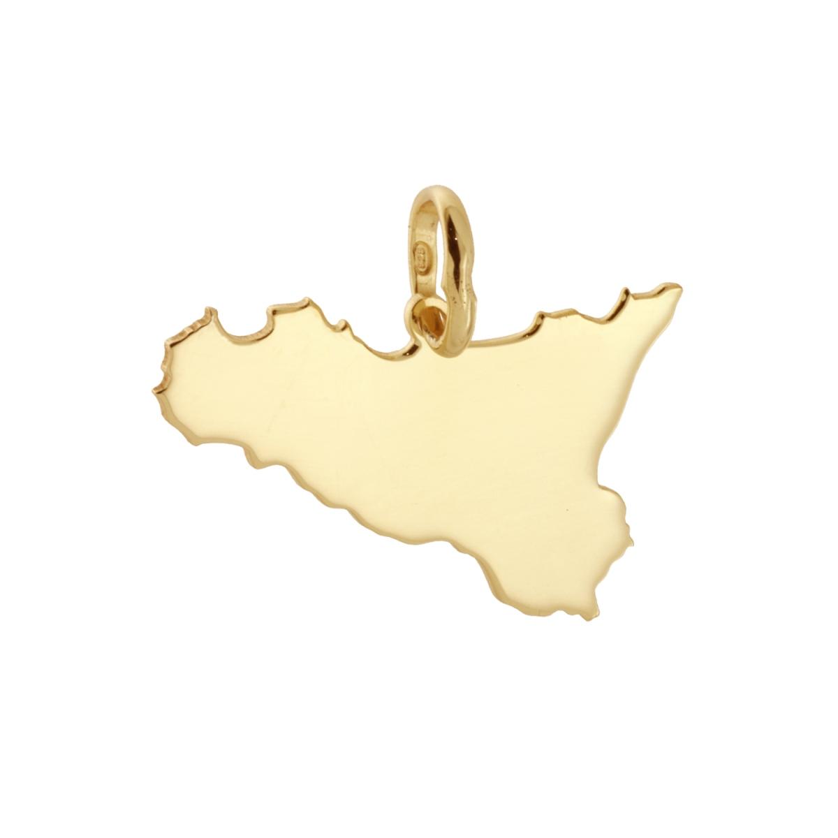 Ciondolo con sagoma plain a forma di Sicilia mm 17x25 in ARGENTO 925 Galvanica Oro