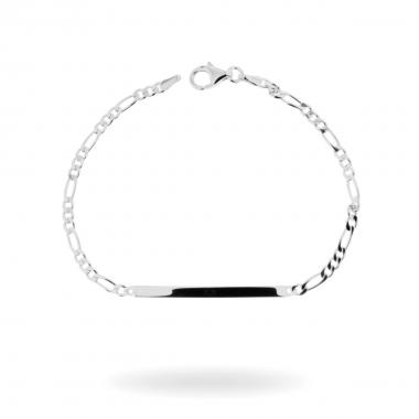 Bracciale Targa Plain con catena Figaro alternata Extraflat 3+1 cm 19  in ARGENTO 925