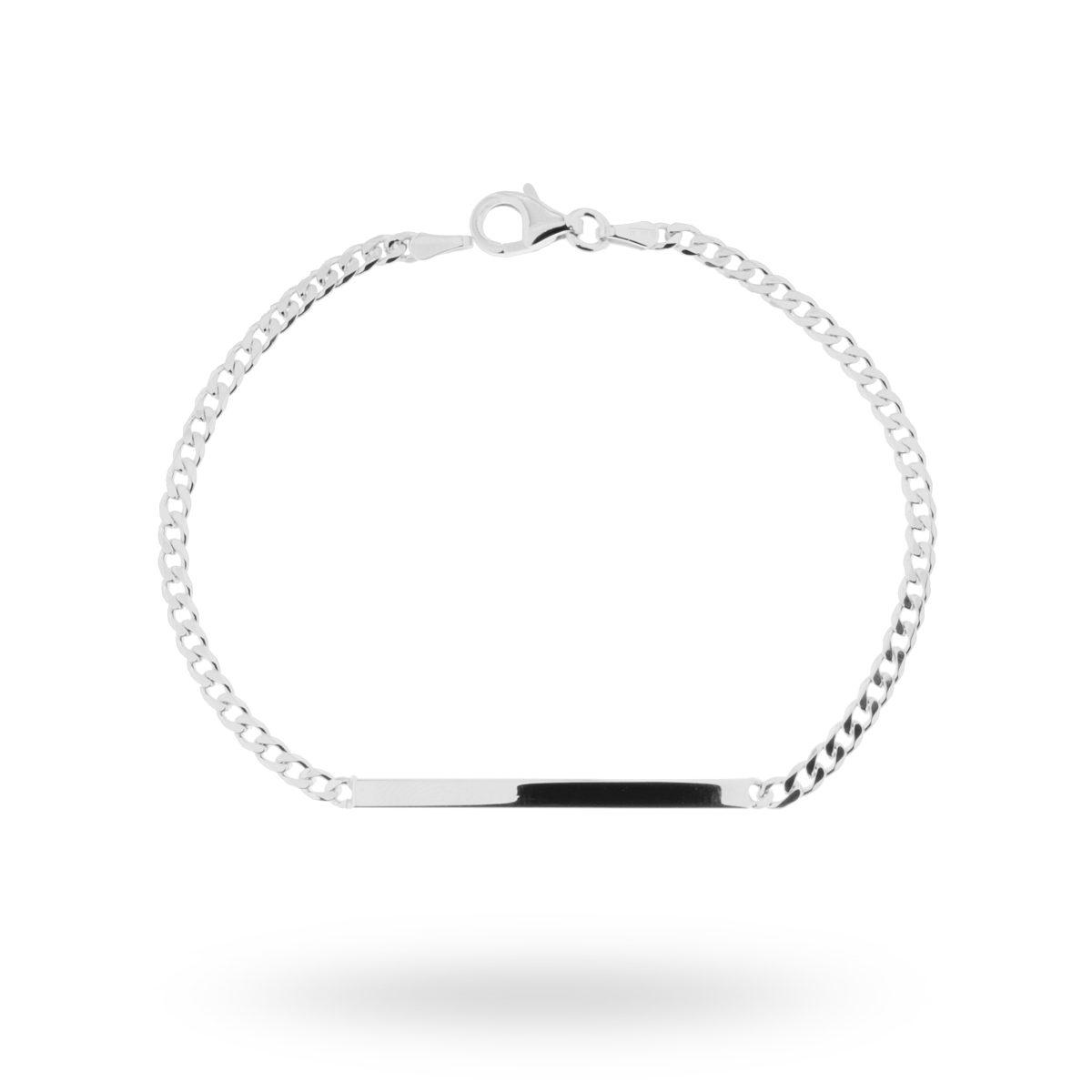 Bracciale Targa Plain con catena Grumetta Extraflat cm 19  in ARGENTO 925