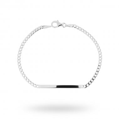 Bracciale Targa Plain con catena Grumetta Extraflat cm 19  in ARGENTO 925