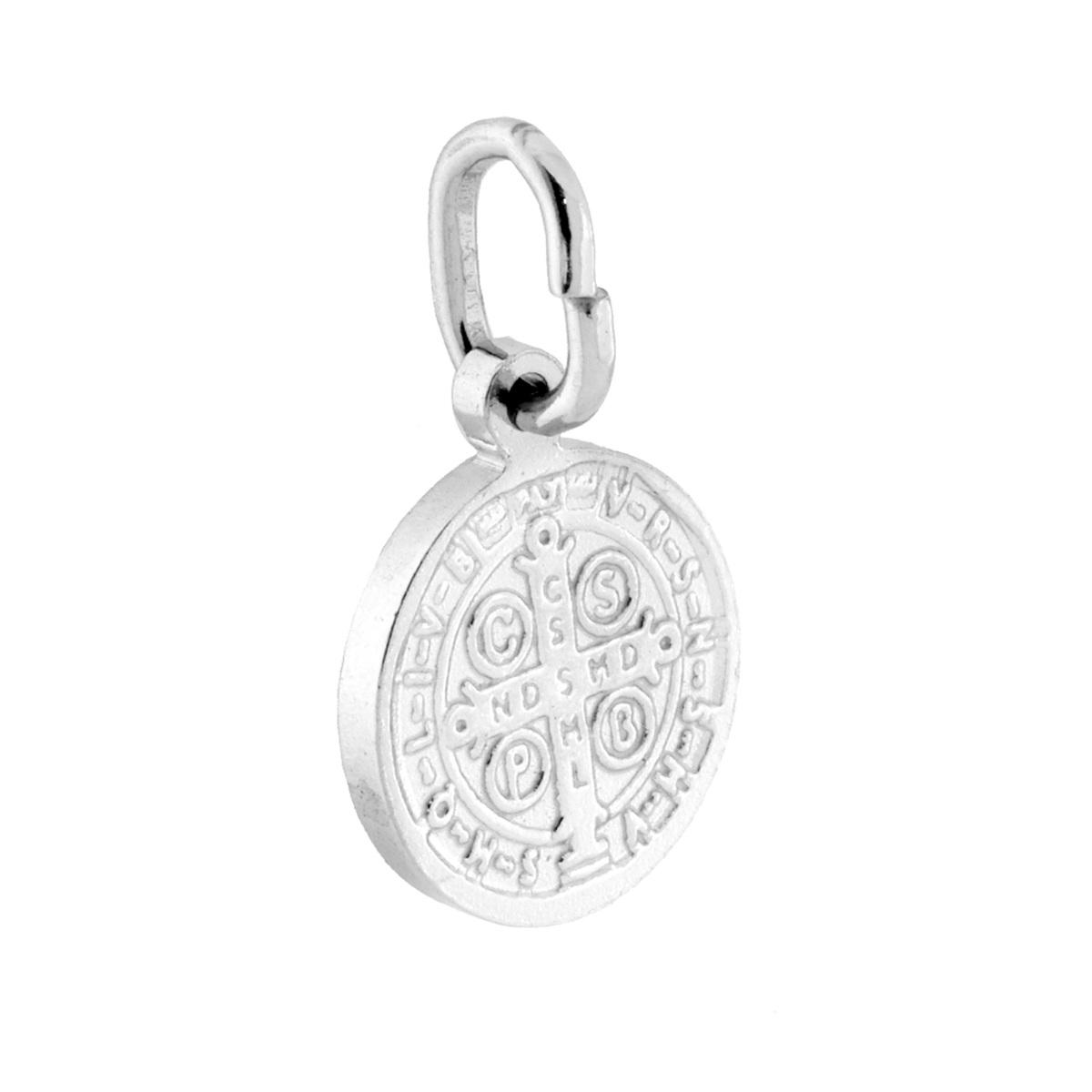 Ciondolo Sacro rotondo San Cristoforo mm 11 in ARGENTO 925 Galvanica Rodio