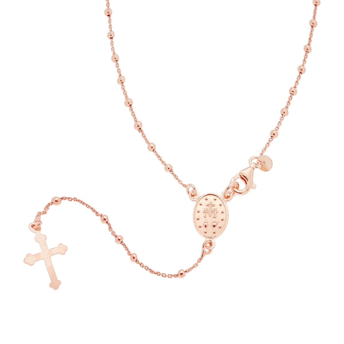 Collana Rosario cm 45 con Grani a pallina mm 2 in ARGENTO 925 Galvanica Rosa