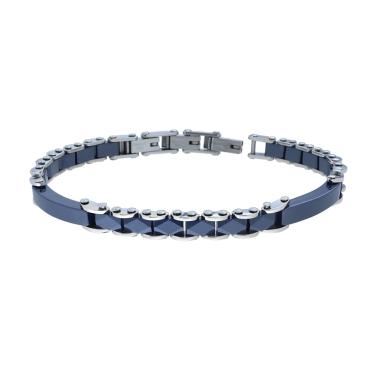 Bracciale Uomo con Catena Imperniata in Ceramica Blu in ACCIAIO