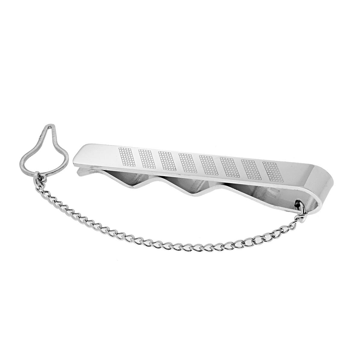 Fermacravatta Plain con Incisione puntinata a strisce in ACCIAIO