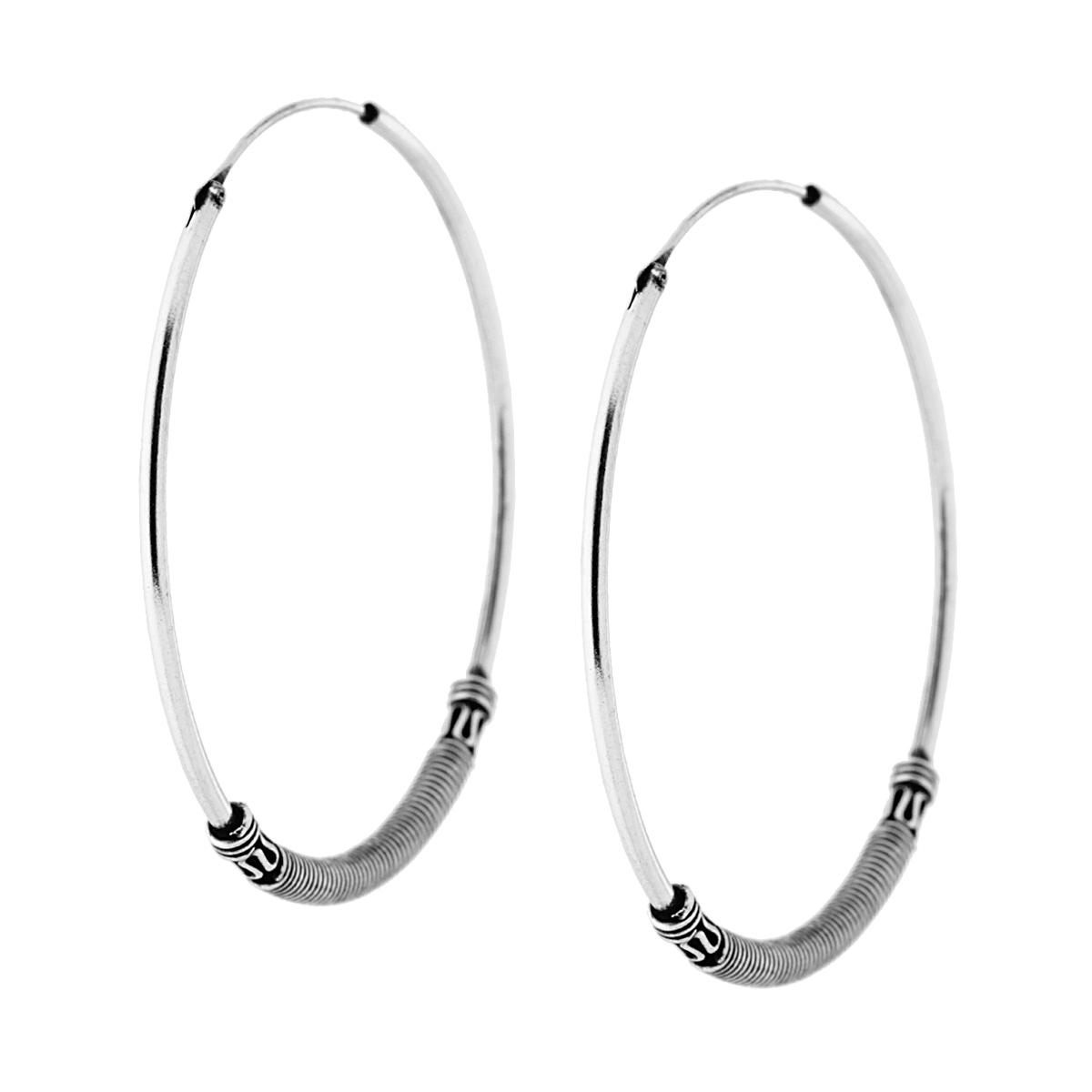Orecchini A Cerchio In Argento 925 Per Donna, Diametro 40 Mm, Ipoallergenici, Semplici E Leggeri