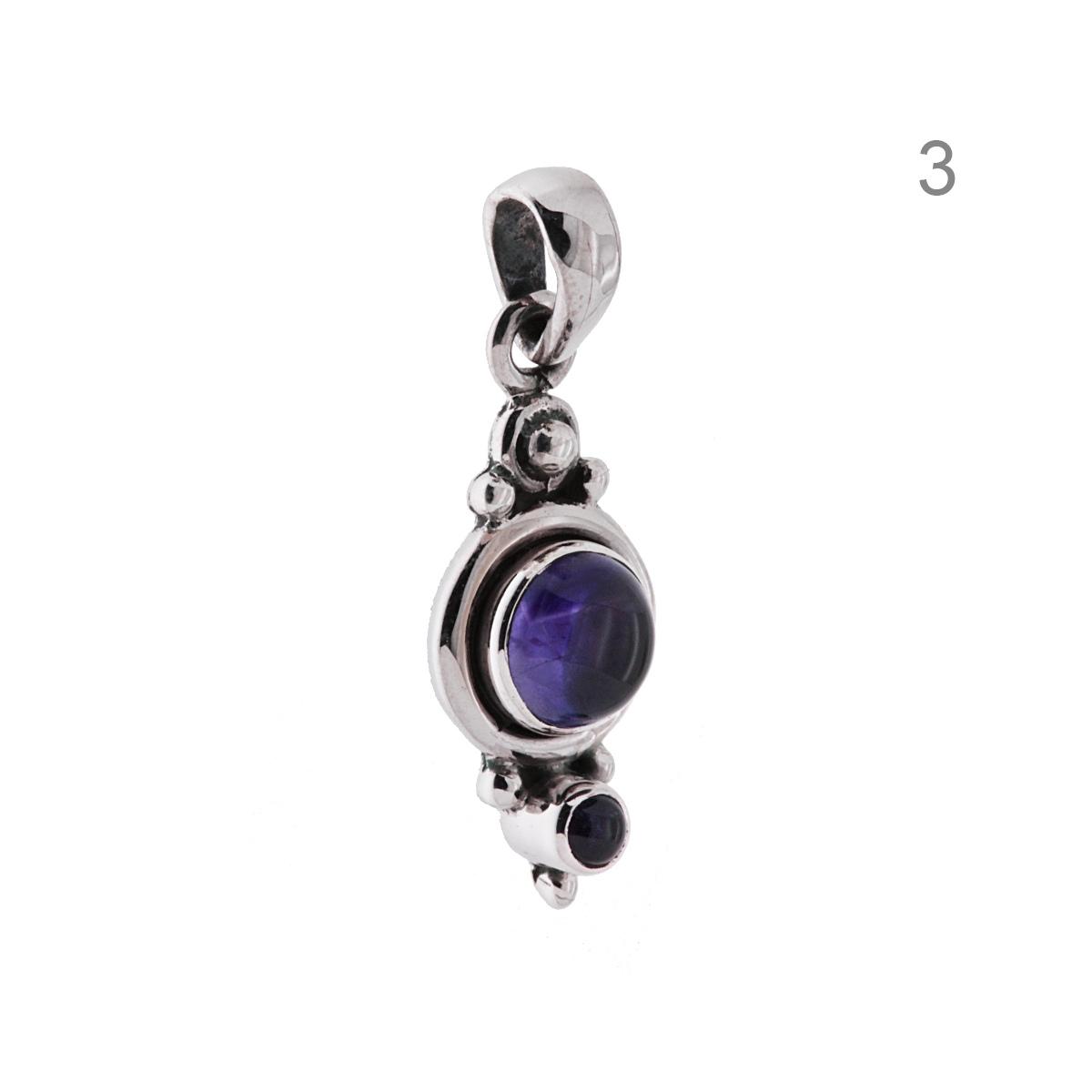 Ciondolo Etnico Tondo con Pietre Naturali in ARGENTO 925