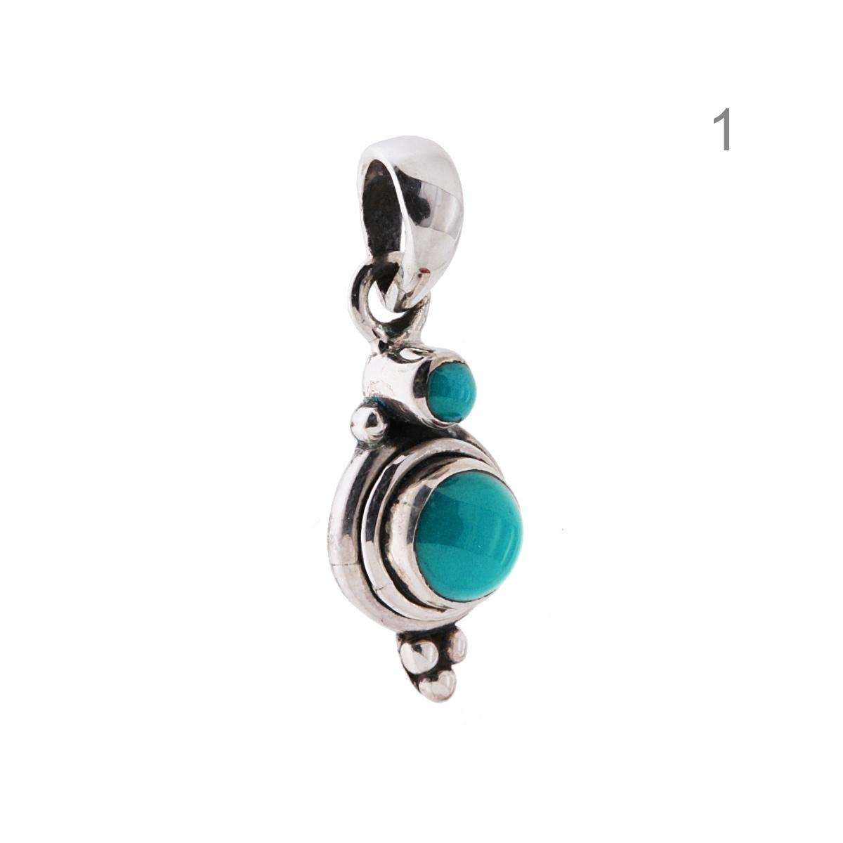 Ciondolo Etnico Tondo con Pietre Naturali in ARGENTO 925