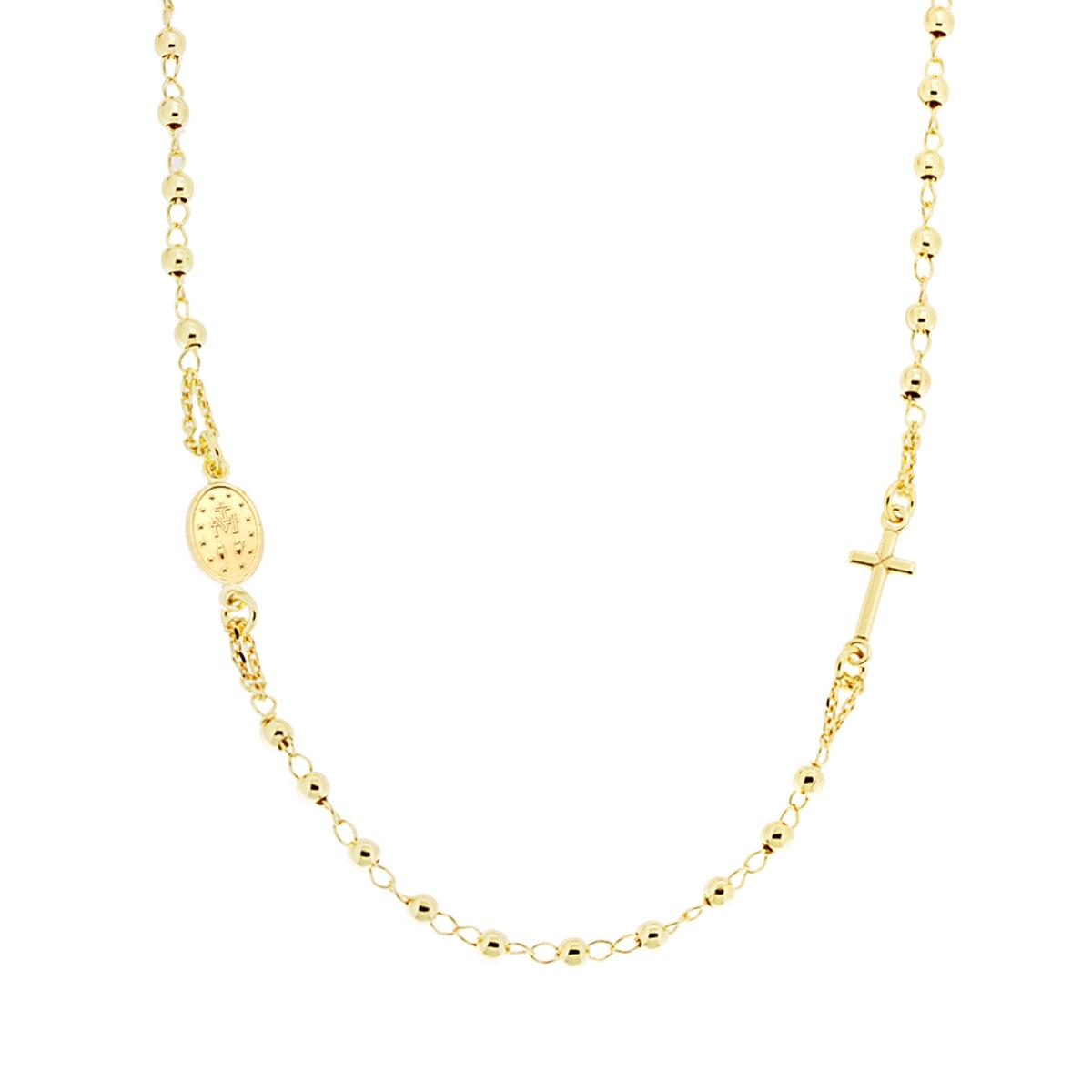 Collana Rosario modello Girocollo cm 50 con Grani a pallina liscia mm 3 in ARGENTO 925 Galvanica Oro