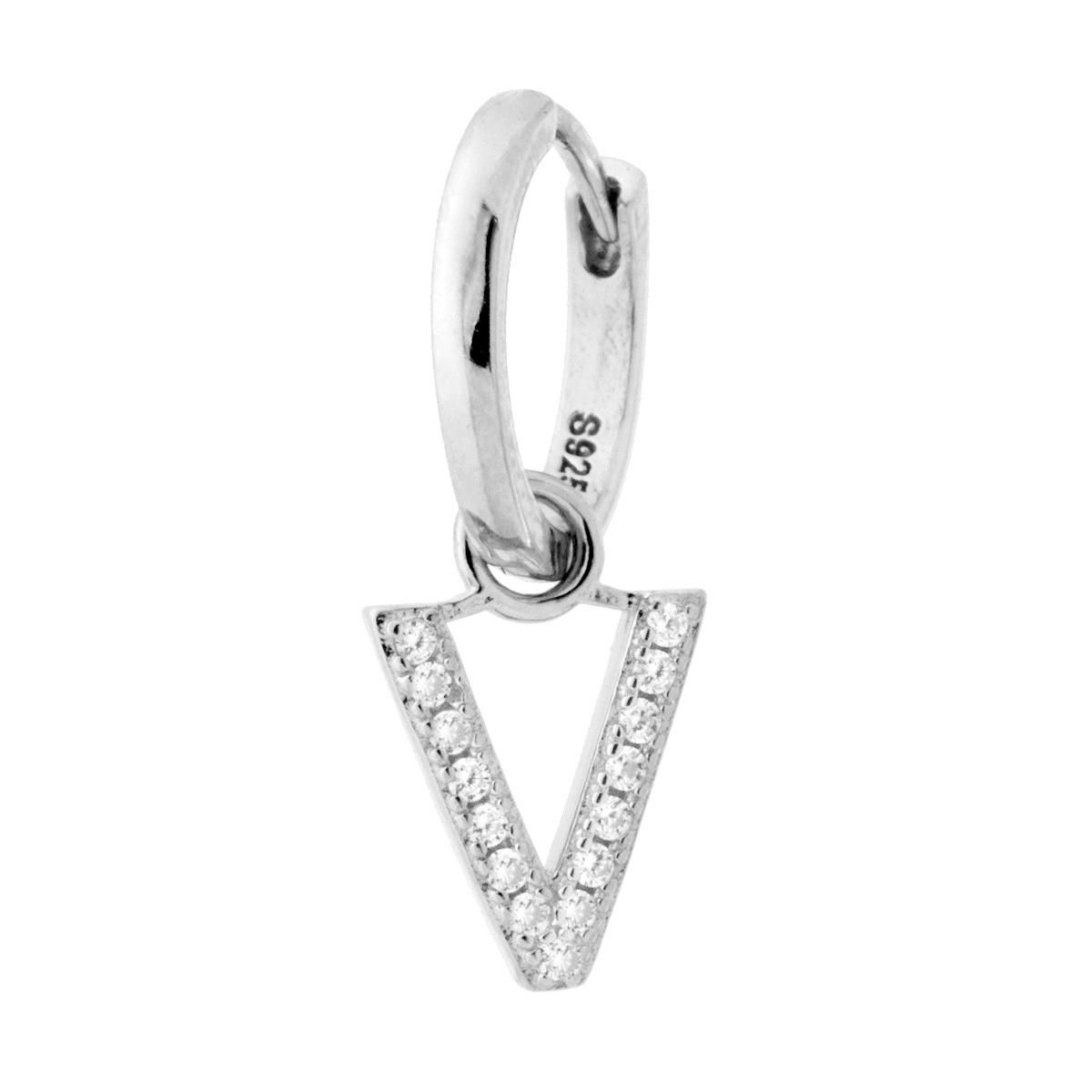 Orecchino Cerchio con Lettera e Zirconi Bianchi in ARGENTO 925 Galvanica Rodio