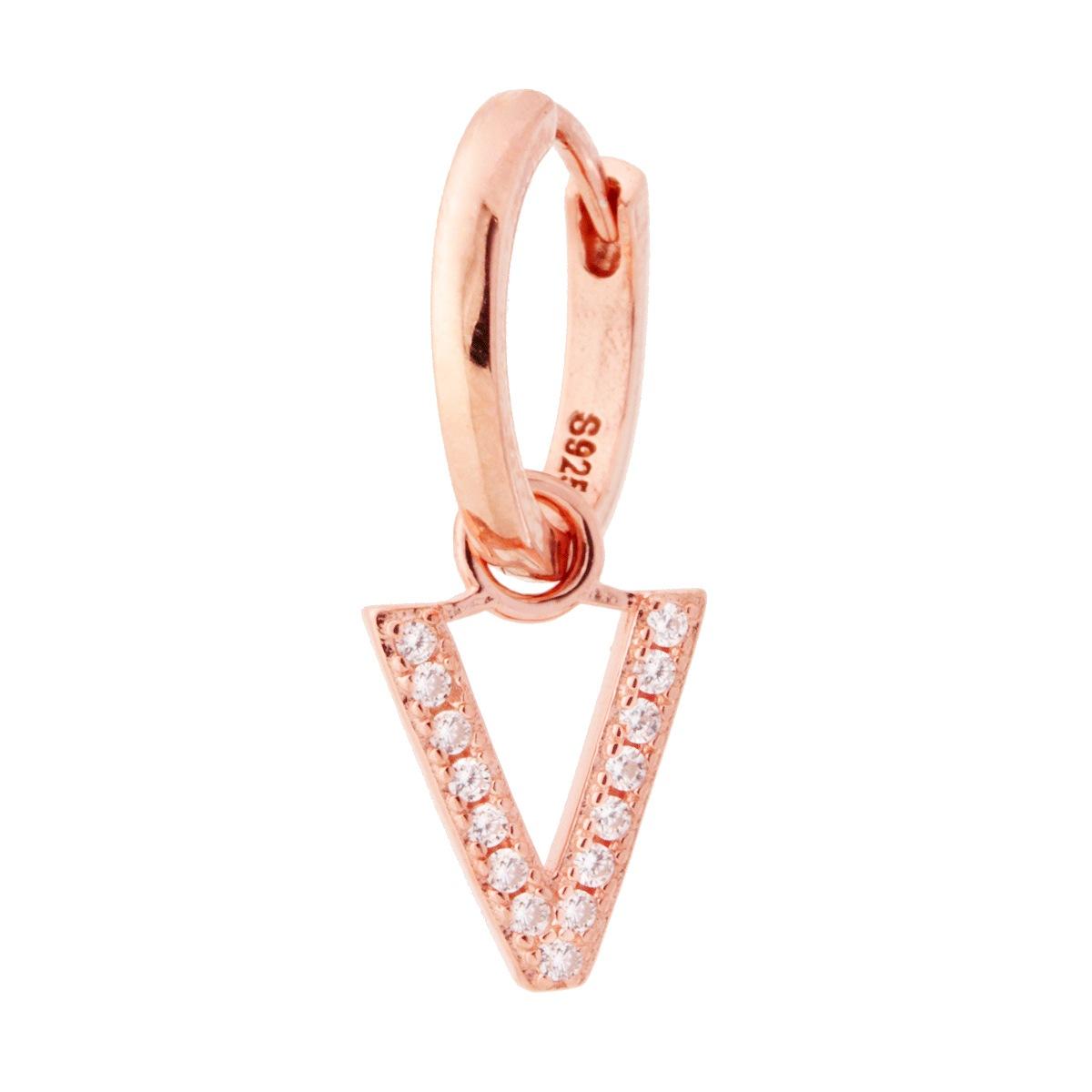 Orecchino Cerchio con Lettera e Zirconi Bianchi in ARGENTO 925 Galvanica Rosa