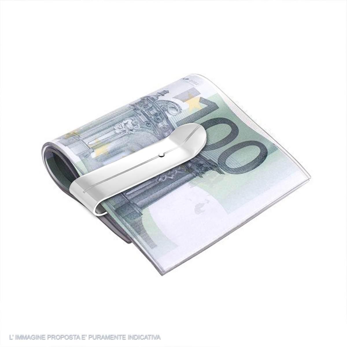 Fermasoldi plain con Punto Luce Crystal Bianco in ACCIAIO