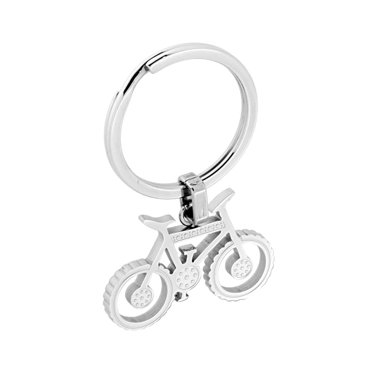 Portachiavi Uomo Donna ad anello con soggetto Bicicletta in ACCIAIO