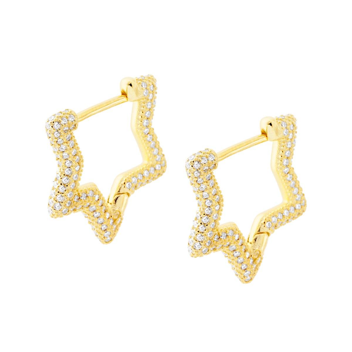 Orecchini Stella con Zirconi Bianchi in ARGENTO 925 Galvanica Oro