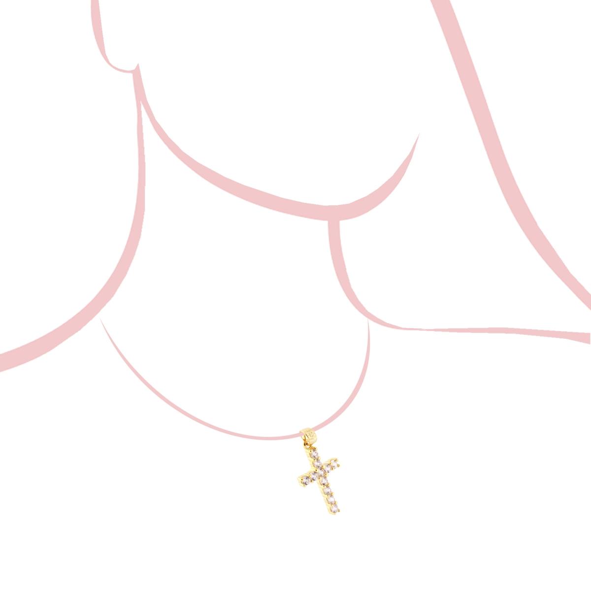 Ciondolo Croce Latina con Zirconi Bianchi in ARGENTO 925 Galvanica Oro