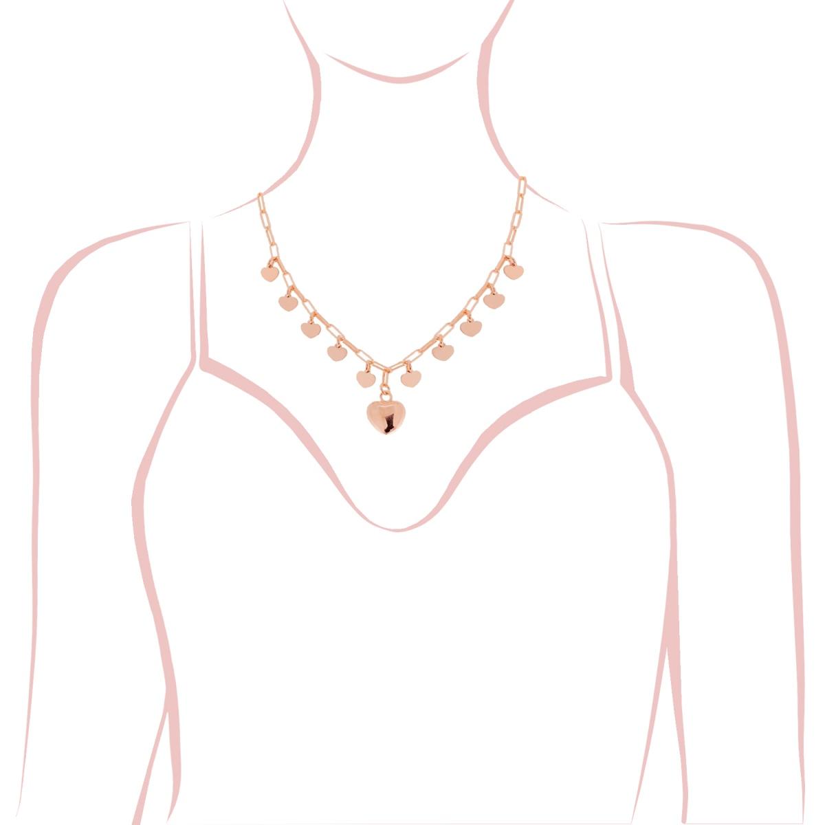 Collana Argento 925 Dorato Con Pendenti Stelle E Cuori - Cm 42 +