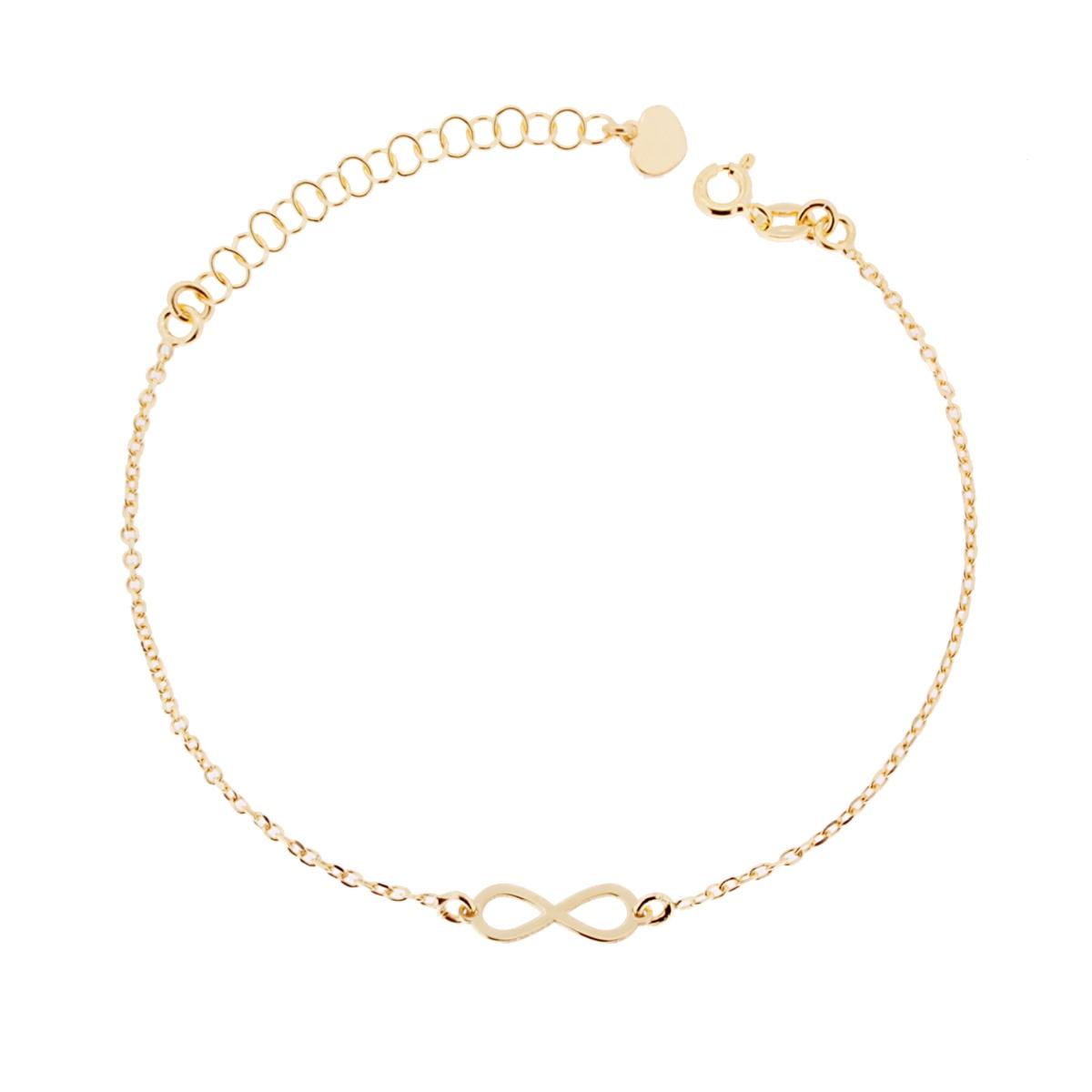 Bracciale Catena Forzatina Diamantata con Infinito in ARGENTO 925 Galvanica Oro