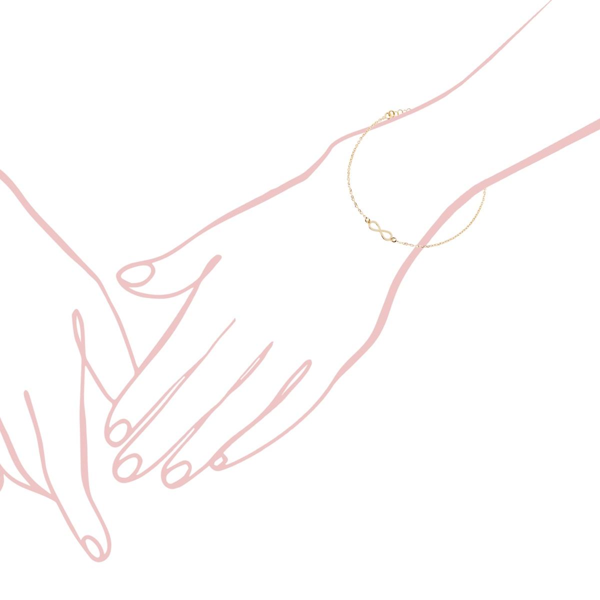 Bracciale Catena Forzatina Diamantata con Infinito in ARGENTO 925 Galvanica Oro