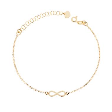 Bracciale Catena Forzatina Diamantata con Infinito in ARGENTO 925 Galvanica Oro