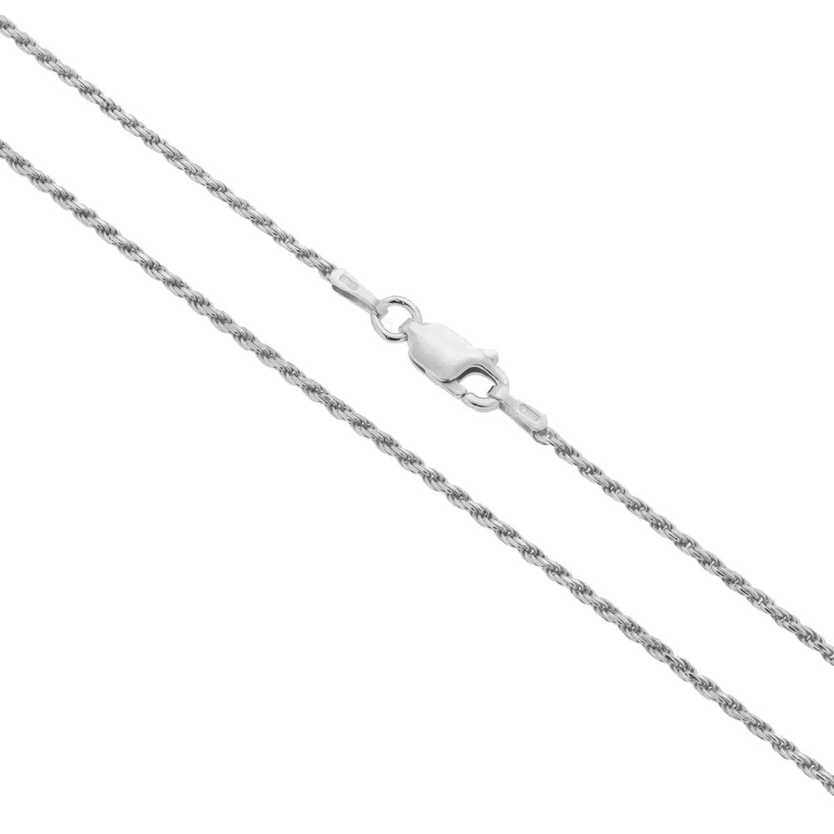 Catena Corda Diamantata 030 sezione mm 1.4 lunghezza cm 45 in ARGENTO 925 Galvanica Rodio