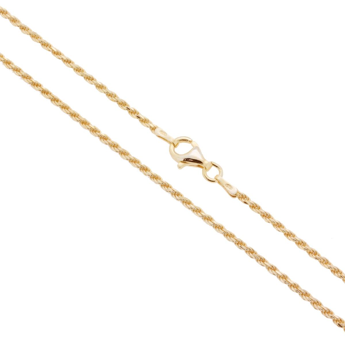 Catena Corda Diamantata 035 sezione mm 1.7 lunghezza cm 50 in ARGENTO 925 Galvanica Oro