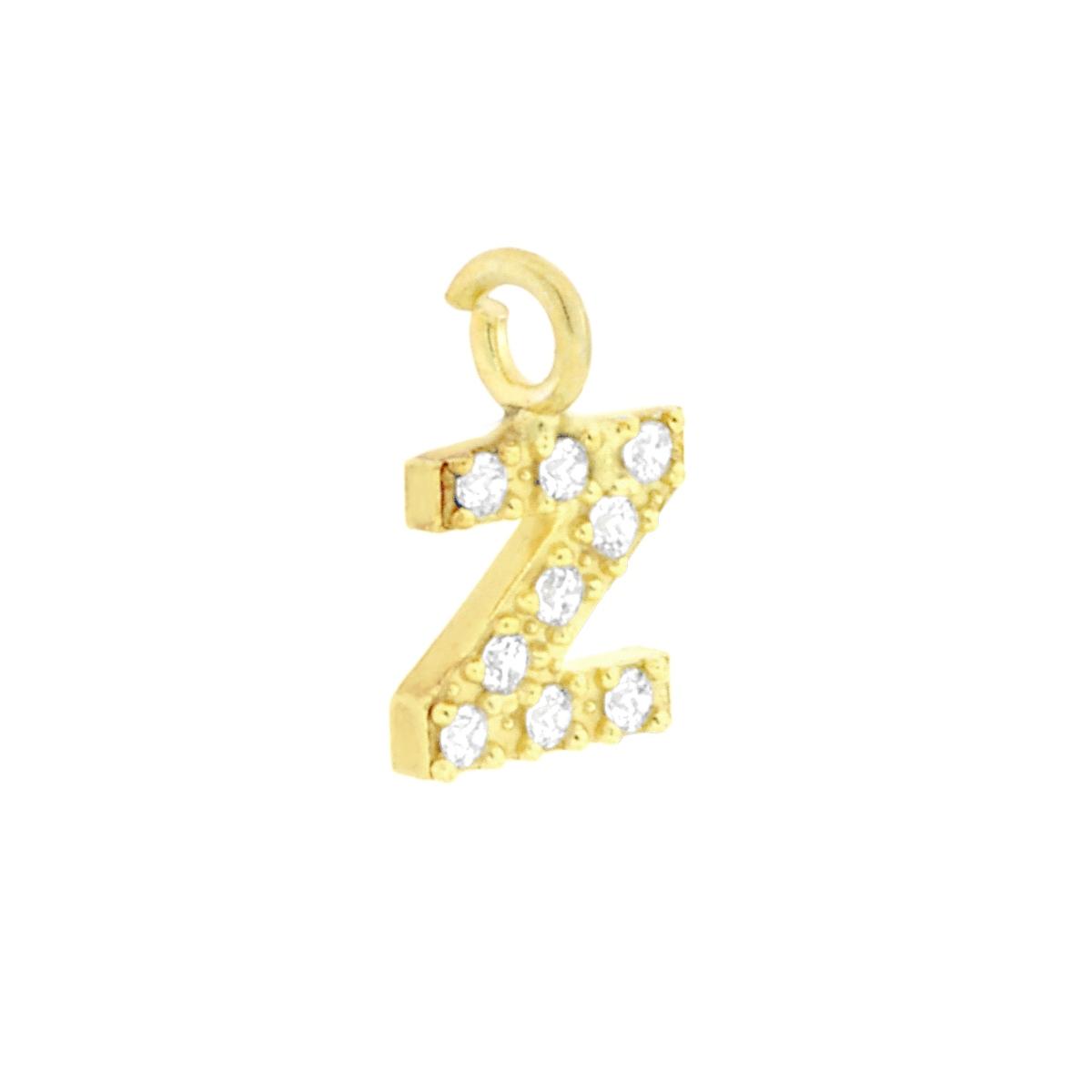 Ciondolo Lettera Iniziale Nome 11 mm con Zirconi Bianchi in ARGENTO 925 Galvanica Oro