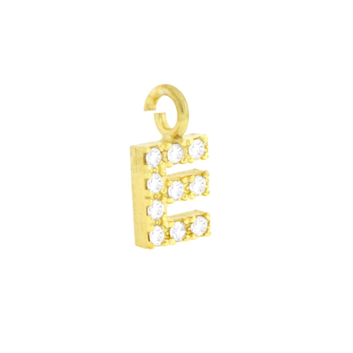 Ciondolo Lettera Iniziale Nome 11 mm con Zirconi Bianchi in ARGENTO 925 Galvanica Oro