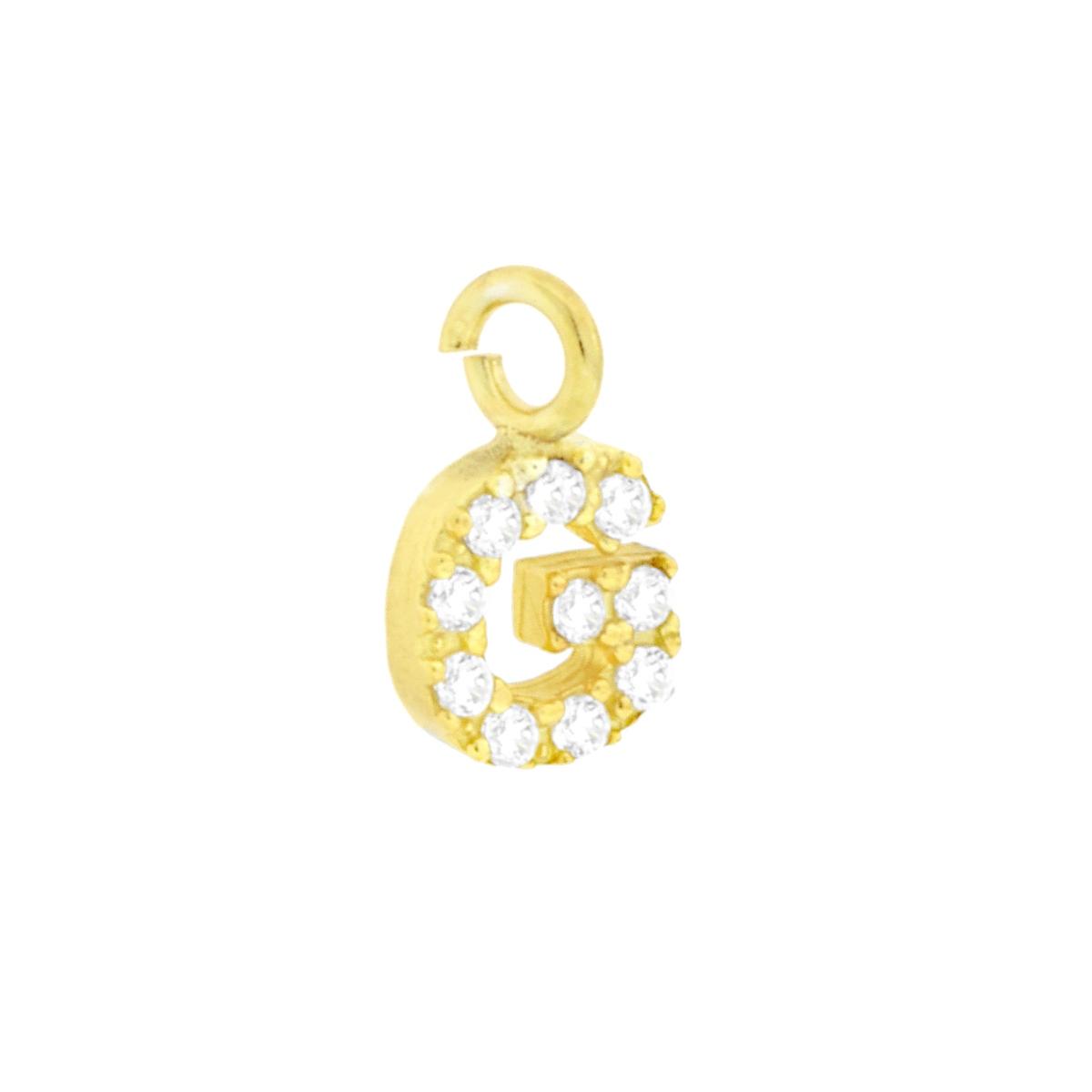 Ciondolo Lettera Iniziale Nome 11 mm con Zirconi Bianchi in ARGENTO 925 Galvanica Oro