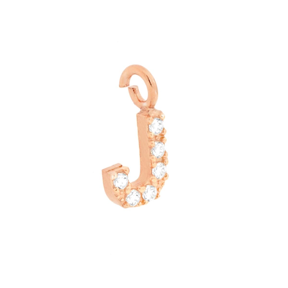 Ciondolo Lettera Iniziale Nome 11 mm con Zirconi Bianchi in ARGENTO 925 Galvanica Rosa