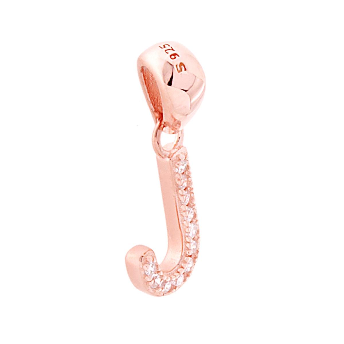 Ciondolo Lettera nome Iniziale con Cubic Zirconia Bianchi in ARGENTO 925 Galvanica Rosa