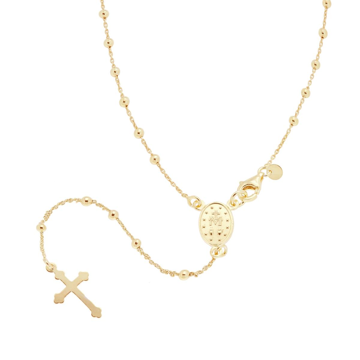 Collana Rosario cm 60 con Grani a pallina mm 2.5 in ARGENTO 925 Galvanica Oro