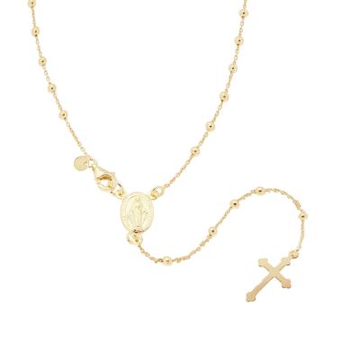 Collana Rosario cm 60 con Grani a pallina mm 2.5 in ARGENTO 925 Galvanica Oro