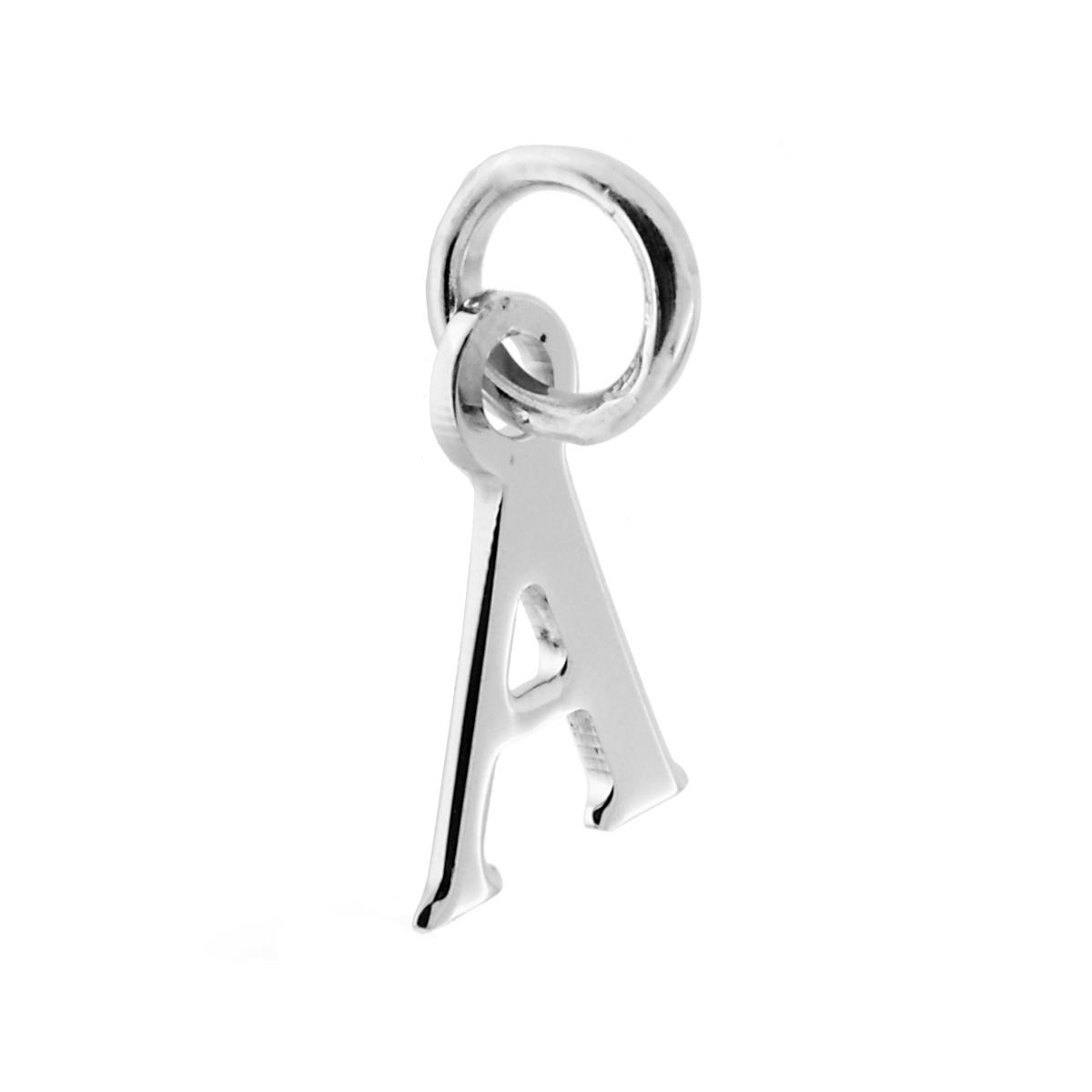 Ciondolo Iniziale nome Lettera plain in ARGENTO 925 Galvanica Rodio