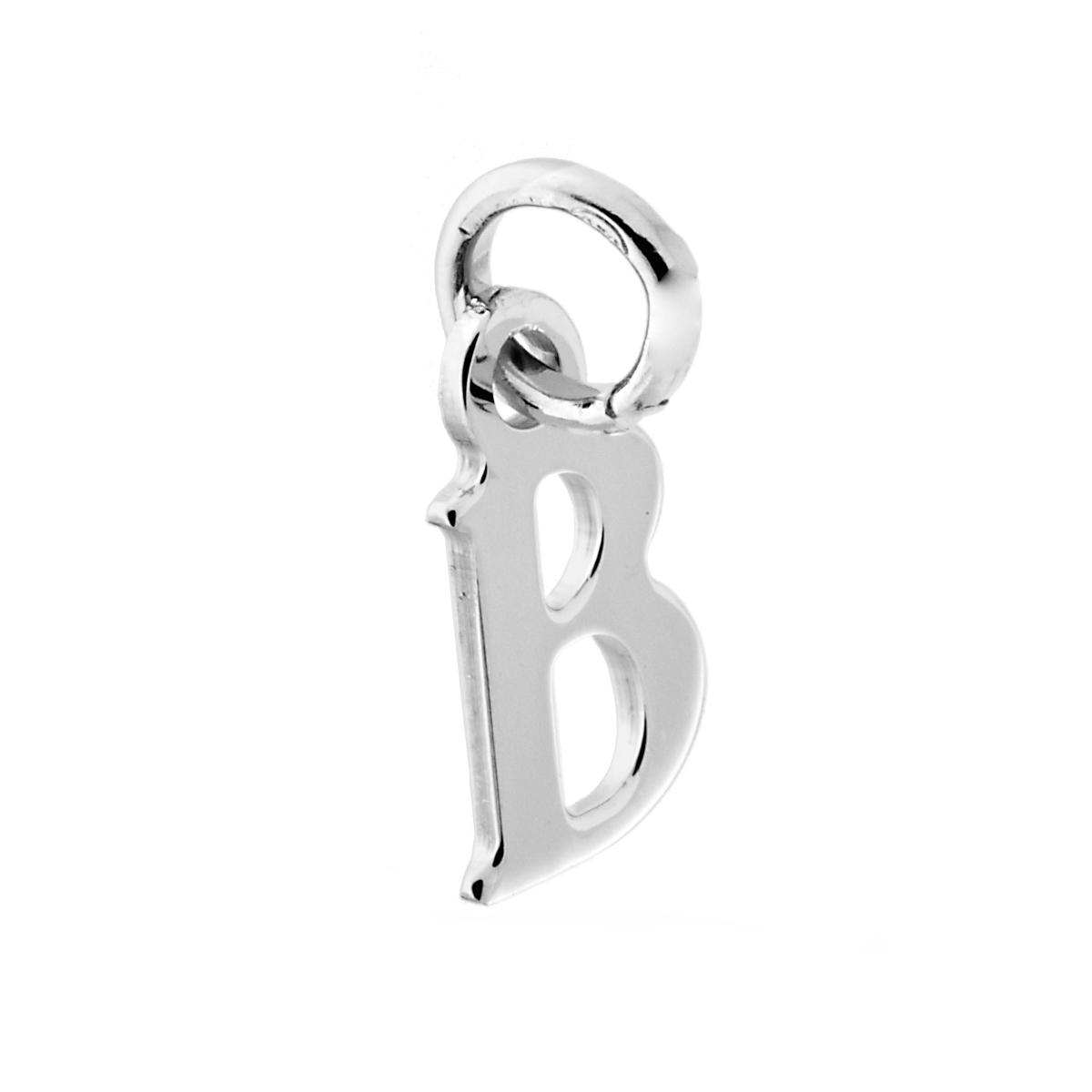 Ciondolo Iniziale nome Lettera plain in ARGENTO 925 Galvanica Rodio