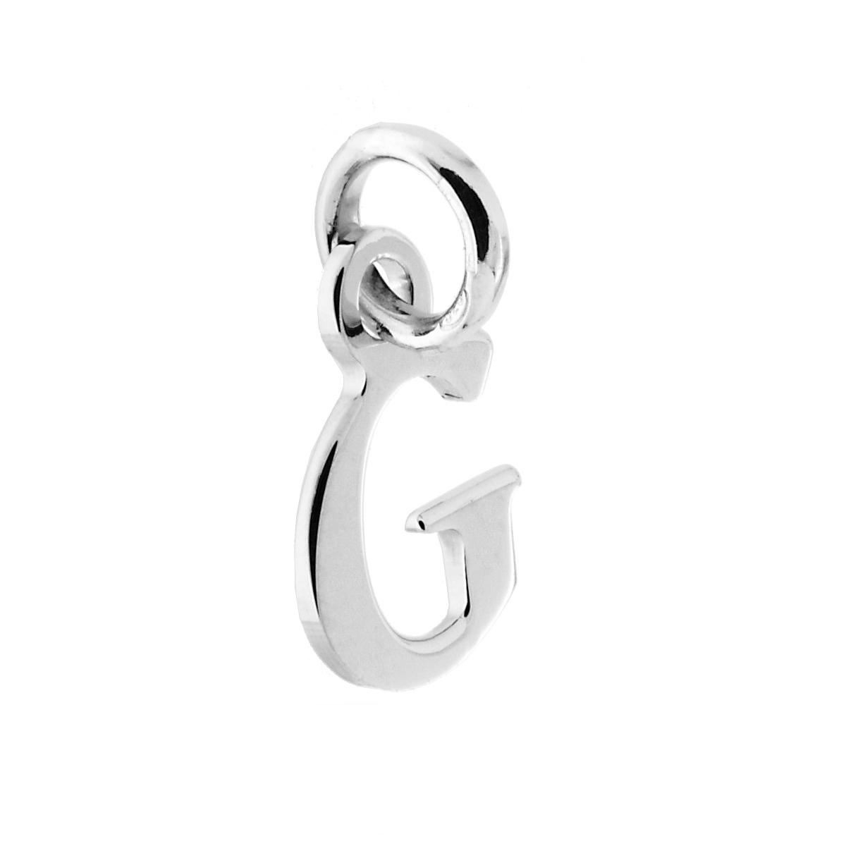 Ciondolo Iniziale nome Lettera plain in ARGENTO 925 Galvanica Rodio
