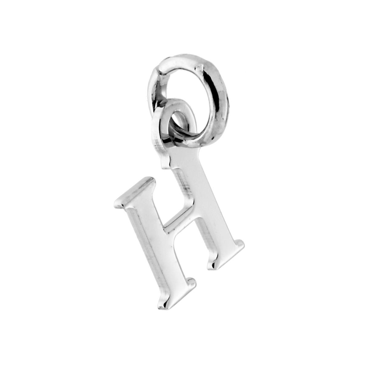 Ciondolo Iniziale nome Lettera plain in ARGENTO 925 Galvanica Rodio